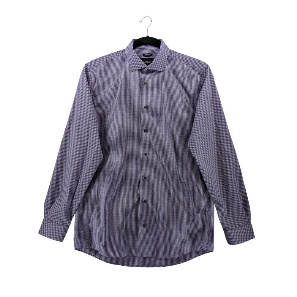 Kenneth Cole Awearness Check Dress Shirt Purple Mens Slim Fit 16 1/2 36/37 Tall - Picture 9 of 9